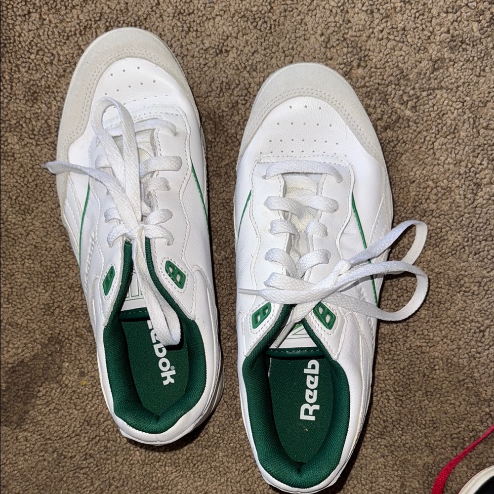 Reebok White and Green Sneakers